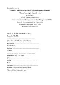 Registration form for National Conference on Affordable Housing technology, Land use,