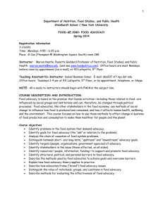 Syllabus: FOOD-GE 2040 Food Advocacy--Spring 2014