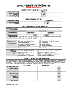 CONTRACT ROUTING AND APPROVAL FORM Tennessee State University CONTRACTOR/COMPANY INFORMATION REQUESTING DEPARTMENT