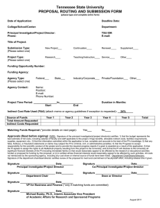 Tennessee State University PROPOSAL ROUTING AND SUBMISSION FORM