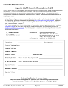 Request to Add/Edit Account in Minnesota EvaluationWeb  EvaluationWeb: