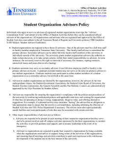 Student Organizations Advisors Policy