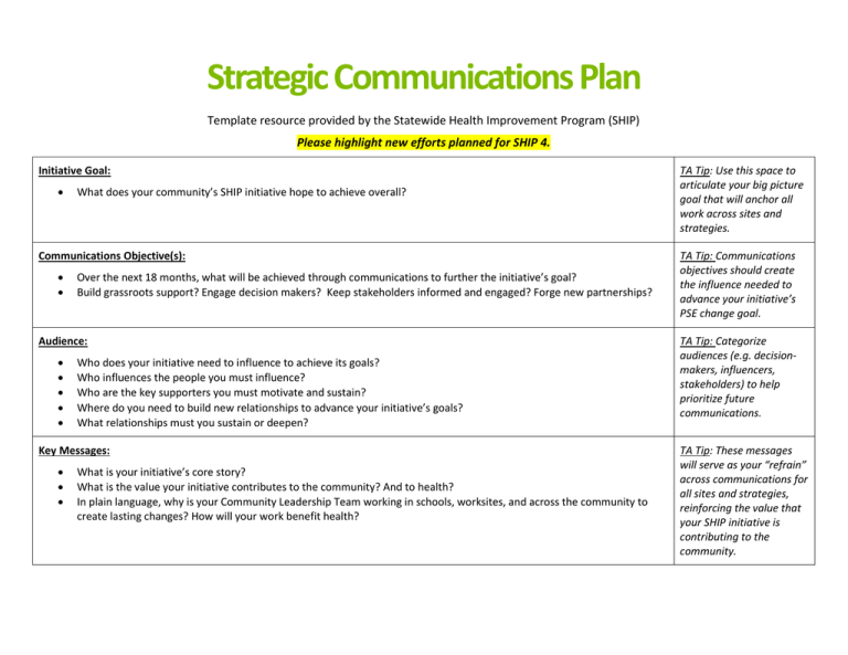 Communications Planning Template 4172