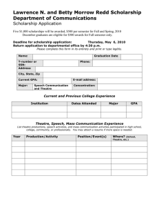 Lawrence N. and Betty Morrow Redd Scholarship Department of Communications Scholarship Application