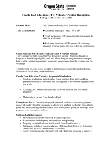 Family Food Education (FFE) Volunteer Position Description