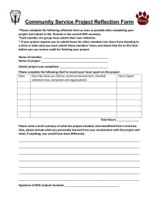 Community Service Project Reflection Form