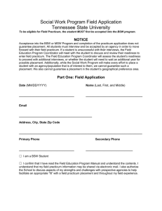 Undergraduate Field Instruction Application 2015