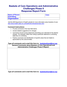 Baskets of Care Operations and Administrative Challenges Phase II Response Report Form