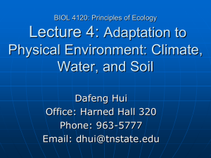 Lecture 4: Adaptation to Physical Environment: Climate, Water, and Soil