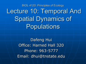 Lecture 10: Temporal And Spatial Dynamics of Populations Dafeng Hui