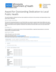 Award for Outstanding Dedication to Local Public Health Nomination Form (DOC)