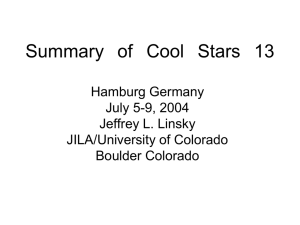 Summary of Cool Stars 13 Hamburg Germany July 5-9, 2004 Jeffrey L. Linsky
