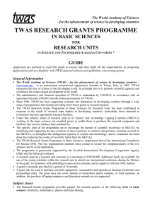 TWAS Research Grants Programme In Basic Sciences (twas)