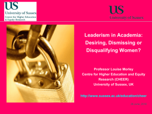 Leaderism in Academia: Louise Morley [PPT 4.39MB]