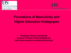 Formations of masculinity and higher education pedagogies: Penny Jane Burke [PPT 524.00KB]