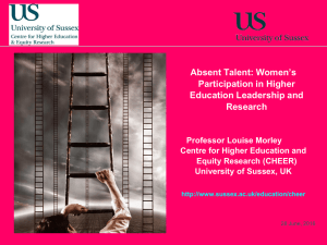 Absent Talents: Women's participation in higher education leadership and research [PPT 5.07MB]