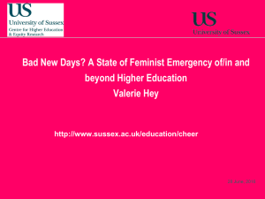 BERA 2013: Bad New Days? A state of feminist emergency of, in and beyond higher education - Valerie Hey [PPT 574.50KB]