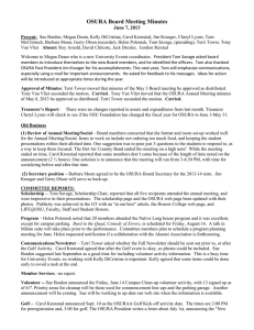 OSURA Board Meeting Minutes June 7, 2013
