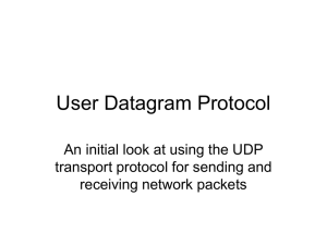 User Datagram Protocol An initial look at using the UDP