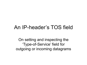 header’s TOS field An IP- On setting and inspecting the ‘Type-of-Service’ field for