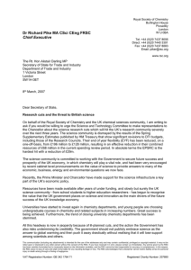 Dr Richard Pike's letter to Alistair Darling MP