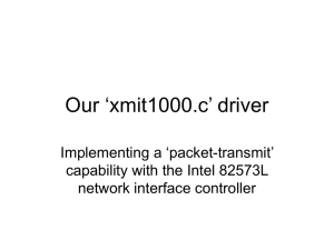 Our ‘xmit1000.c’ driver Implementing a ‘packet-transmit’ capability with the Intel 82573L