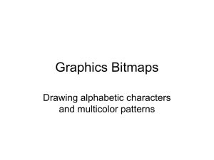 Graphics Bitmaps Drawing alphabetic characters and multicolor patterns