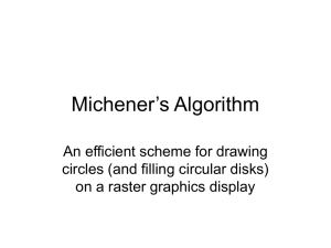 Michener’s Algorithm An efficient scheme for drawing circles (and filling circular disks)