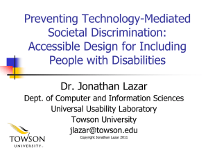 Preventing Technology-Mediated Societal Discrimination: Accessible Design for Including People with Disabilities