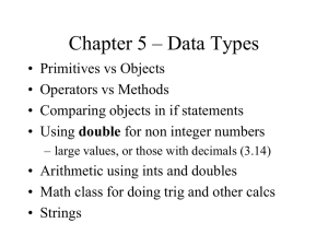 Ch5 Primitive Types, Strings, Classes