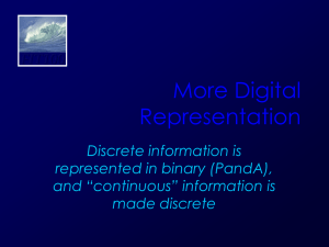 More Digital Representation FIT100 Discrete information is