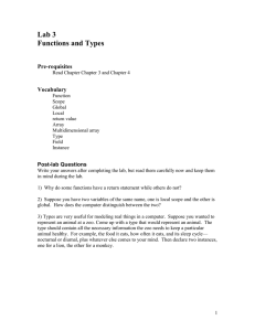 Lab 3 Functions and Types Pre-requisites Vocabulary