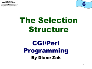 The Selection Structure CGI/Perl Programming
