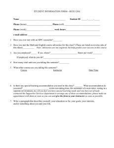 STUDENT INFORMATION FORM—BUSI 120A  Name