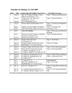 Schedule for Biology 22, Fall 2009
