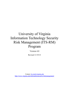 University of Virginia Information Technology Security Risk Management (ITS-RM)