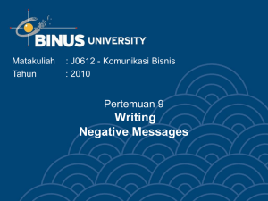Writing Negative Messages Pertemuan 9 Matakuliah