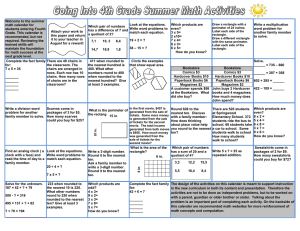 Summer Math Packet 2015 (Going into 4th grade)