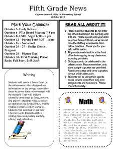 Fifth Grade News Read All About It! Mark Your Calendar