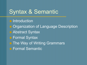 Syntax &amp; Semantic