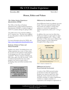 UVA Student Experience Bulletin (12/04) Honor, Ethics, and Values