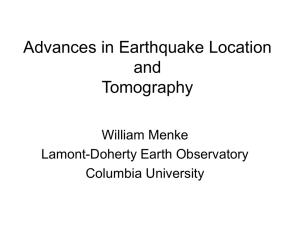 Earthquake location and tomography (October 5, 2006)