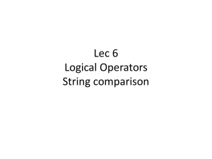 Logical operators, String comparison