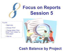 Session 5: Cash Balance by Project Report