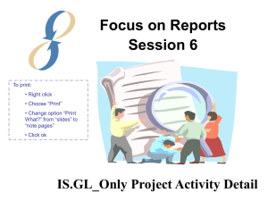 Session 6: GL_Only Project Activity Detail Report