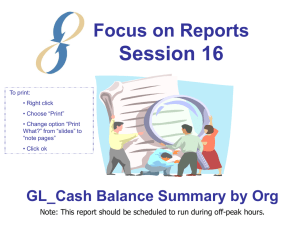 Session 16: GL_Cash Balance Summary by Org Report