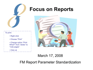 Session 17: FM Report Standardized Parameters