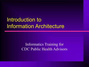 Introduction to Information Architecture Informatics Training for CDC Public Health Advisors