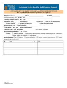 Administrative Review Assurance Checklist for New Expedited Protocols