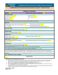 Administrative Review Assurance Checklist for Modifications
